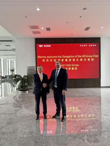 Jack Perry, the Chairman of the 48 Group Club, was warmly welcomed by Song Shanglong, the Chairman of Jilin Yatai (Group) Co.,Ltd